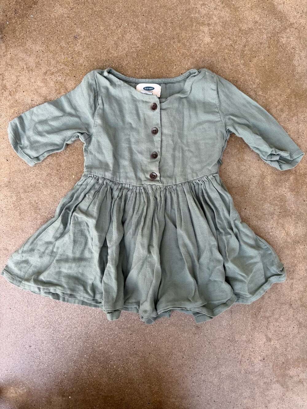 Old Navy Sage Green Button-Front Toddler Girls Dress